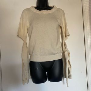 Cream Color Long Sleeve Sweater Wool Cotton Unique Size Medium